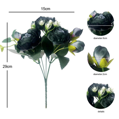 Realistic Black Peony Flowers - Perfect for Halloween Floral Arrangements and Festive Decor, Eternal Roses for Spooktacular Celebrations