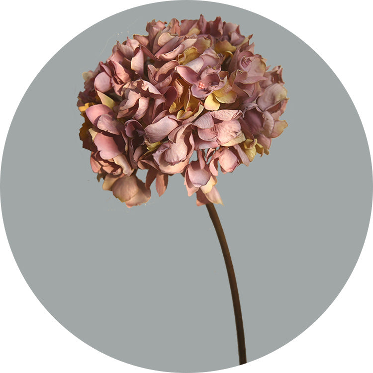 Single Stem Burnt Edge Dry Hydrangea Faux Flower - Perfect for Home Decor, Retail Displays, and Elegant Arrangements