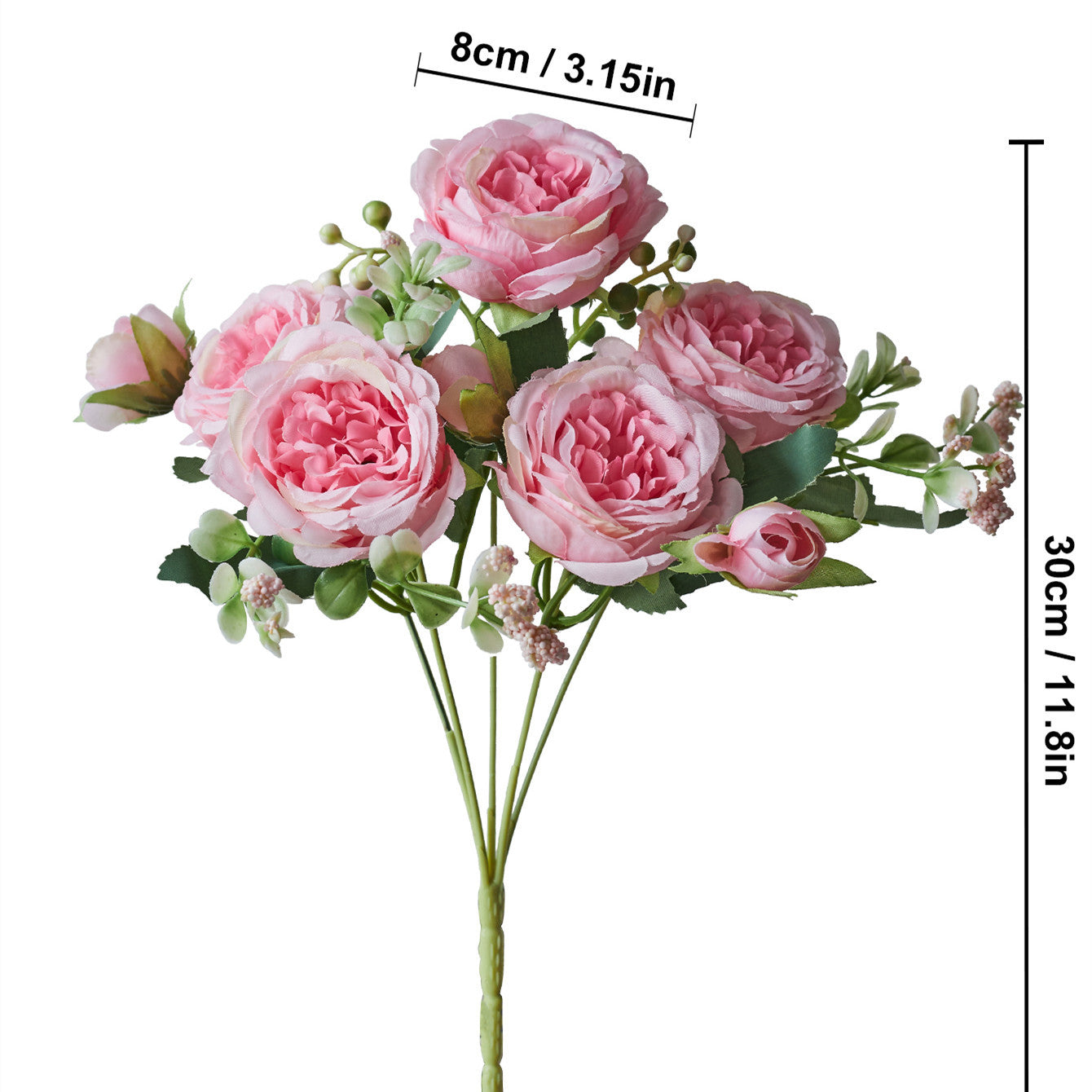 Stunning 5-Head Persian Peony & Rose Bouquet - Soft Silk Artificial Flowers for Home Décor and Living Room Aesthetics