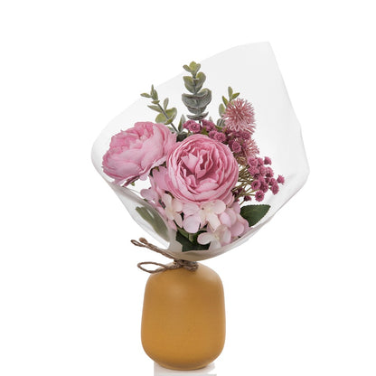 Elegant Wall Decor with Artificial Moonlight Tea Rose Bouquet - Perfect for Weddings, Home Decor, and Special Occasions | CF01100