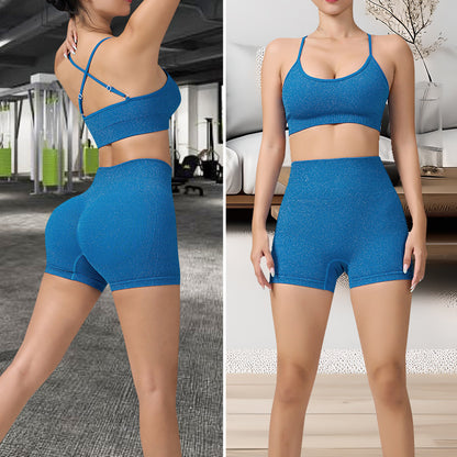 Elevate Your Workout with Our Women's Yoga Set Sculpting Yoga Bra and High Waisted Workout Shorts for Comfort and Style