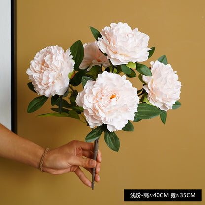 Realistic 5-Peony Faux Flowers for Wedding Decor - Perfect for Hotel and Venue Arrangements, Bouquets, and Aisle Markings