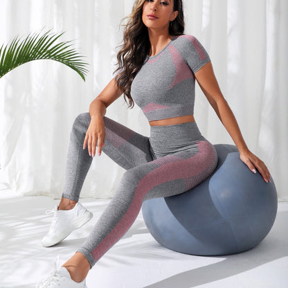 Quality Women's Yoga Set 2 Piece Activewear Outfit with Long Sleeve Top and Pants for Fashionable Comfort During Workouts