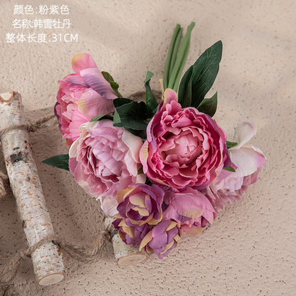 Charming Champagne Peony Bouquet - Elegant Faux Floral Handheld Arrangement for Home Decor and Wedding Celebrations - Ideal for Lasting Beauty (Model DY1-36C)