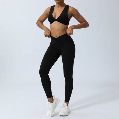 Yoga Set with Knot Back Sports Bra and Peach Butt Lifting Leggings Seamless Fitness Outfit for Maximum Comfort and Support