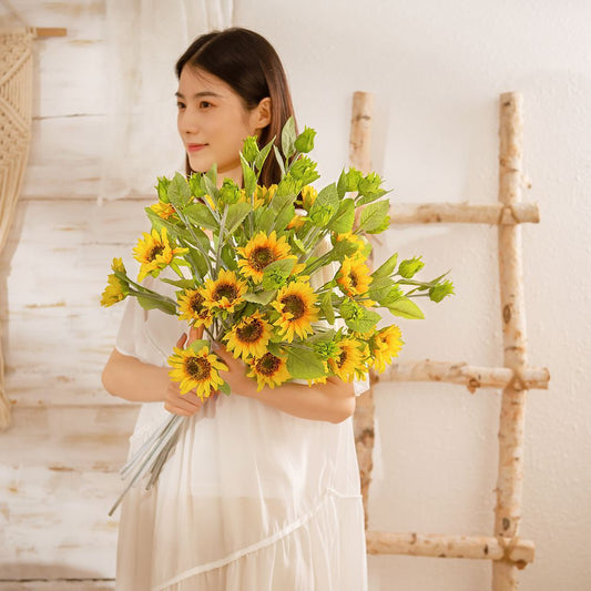 Elegant Faux Sunflower Stem for Home Décor - Perfect for Weddings & INS Aesthetic - YC1057