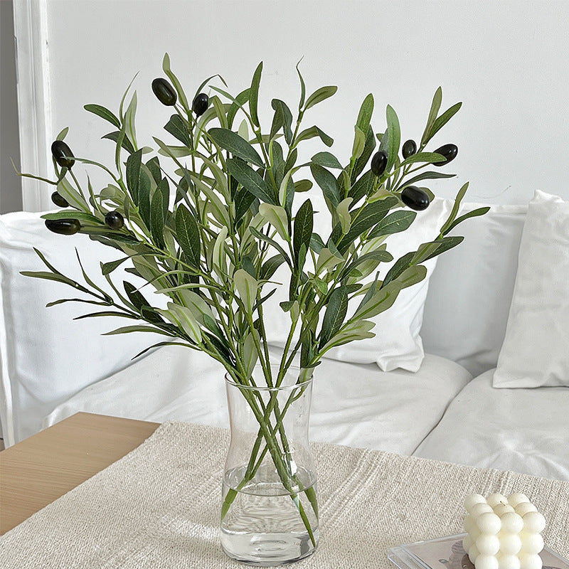 Realistic 4-Pronged Olive Branch - Lifelike Olive Leaf Greenery for Home Decor, Wedding Venue Flowers & Floral Arrangements