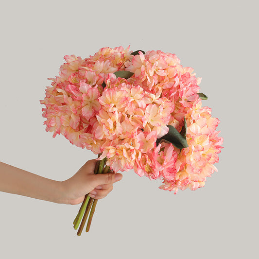 Stunning Faux Vintage Coral Hydrangea Bouquet for Living Room Decor - Perfect for Model Homes and Chic Interior Styling