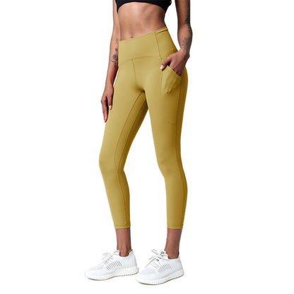 High Waisted Women's Yoga Pants Tummy Control Butt Lifting 9 10 Length Fitness Leggings for a Flattering Peach Shape