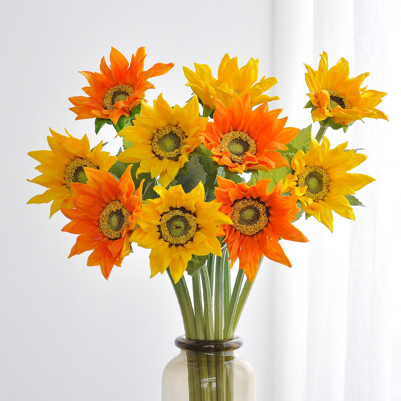 Realistic PU Sunflower Artificial Flower for Home Decor, Wedding Decorations, and Event Centerpieces - Vibrant Faux Sunflower for Hotels and Special Occasions