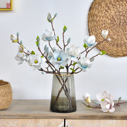 EVA Cotton Magnolia Flower – Lifelike 3-Head Artificial Floral Arrangement for Elegant Tea Rooms and Living Rooms