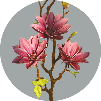 Stunning Faux Magnolia Flower Bouquet - Hand-Painted Decorative Arrangement for Living Room | Realistic PU Flowers for Home Décor and Aesthetic Styling