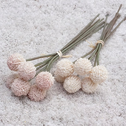 Mini 6-Branch Morandi-Style Faux Flowers with Golden Balls - Elegant Home Decor for Weddings, Photography, and Soft Furnishing Design