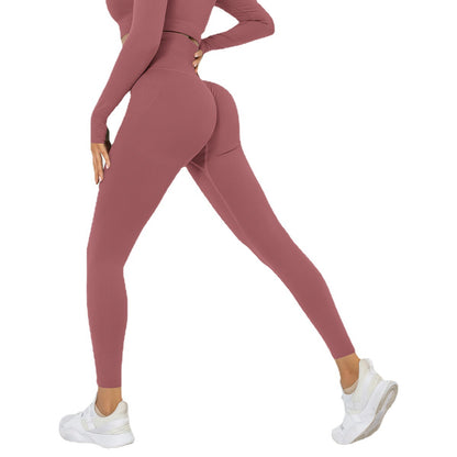 Seamless Spring Peach Lift Leggings Solid Color Stretchy Workout Pants for Women for Yoga Fitness Training