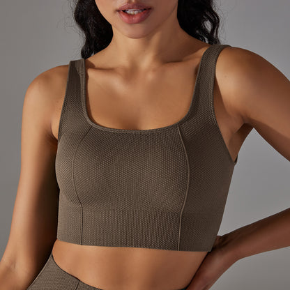 Seamless Multi Organizational Jacquard Yoga Workout Bra Top with Beautiful Back Design Shock Absorbing Supportive Fitness Tank for Running and Exercise