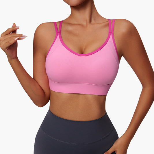 High Impact Color Block Sports Bra for Medium Support Shockproof Running and Pilates Seamless Design with Enhanced Lift and Comfort