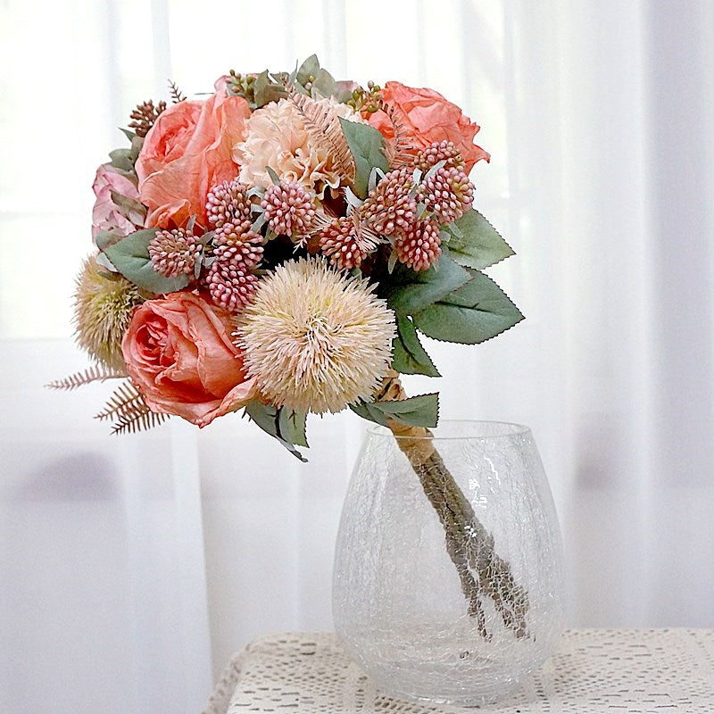 Stunning Faux Rose Bouquet - Elegant Light Luxury Textured Blooming Roses for Home Decor, Weddings, and Event Styling