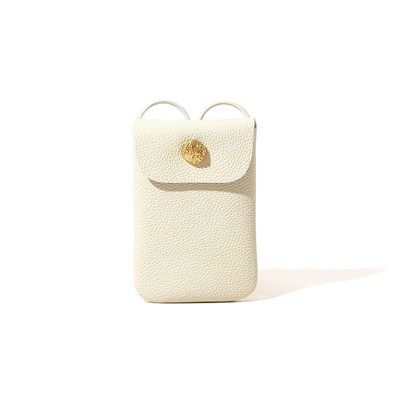 Minimalist Genuine Leather Phone Crossbody Bag for Women for Spring with High Quality Top layer Cowhide Versatile Shoulder Strap