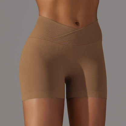 High Waisted Seamless Cross Shorts for Comfort Peach Lift Yoga Pants That Hug Your Curves Enhance Athletic Performance