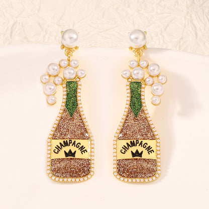Chic Luxury Festival Cute Wine Bottle Earrings - Versatile  Arrival Studs for Effortless Style