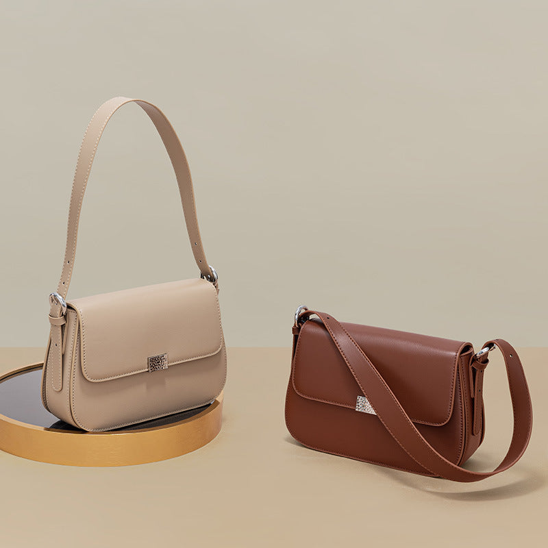 Genuine Leather Women's Bag Chic Underarm Tote Bag with Feel Versatile Cowhide Shoulder and Crossbody Design