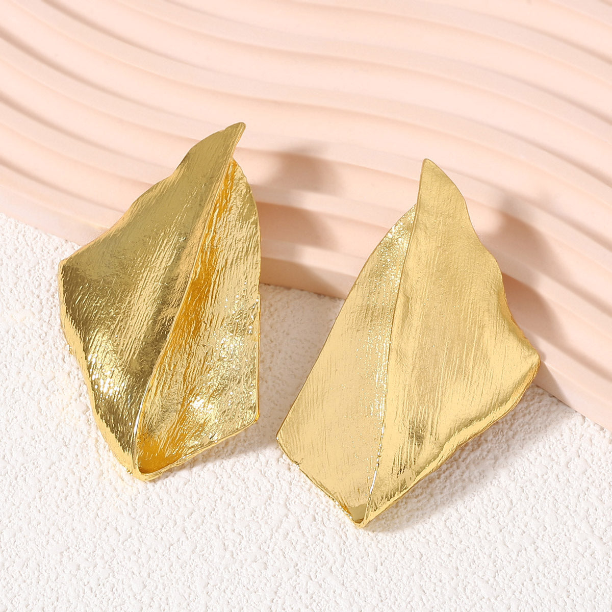 Trendy Vintage-Inspired Geometric Textured Metal Earrings - Bold and Unique Statement Studs for Any Occasion