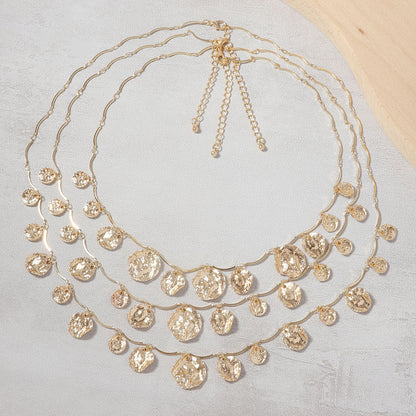 Stylish Vintage Layered Geometric Pendant Necklace for Women – Trendy Streetwear Accessory