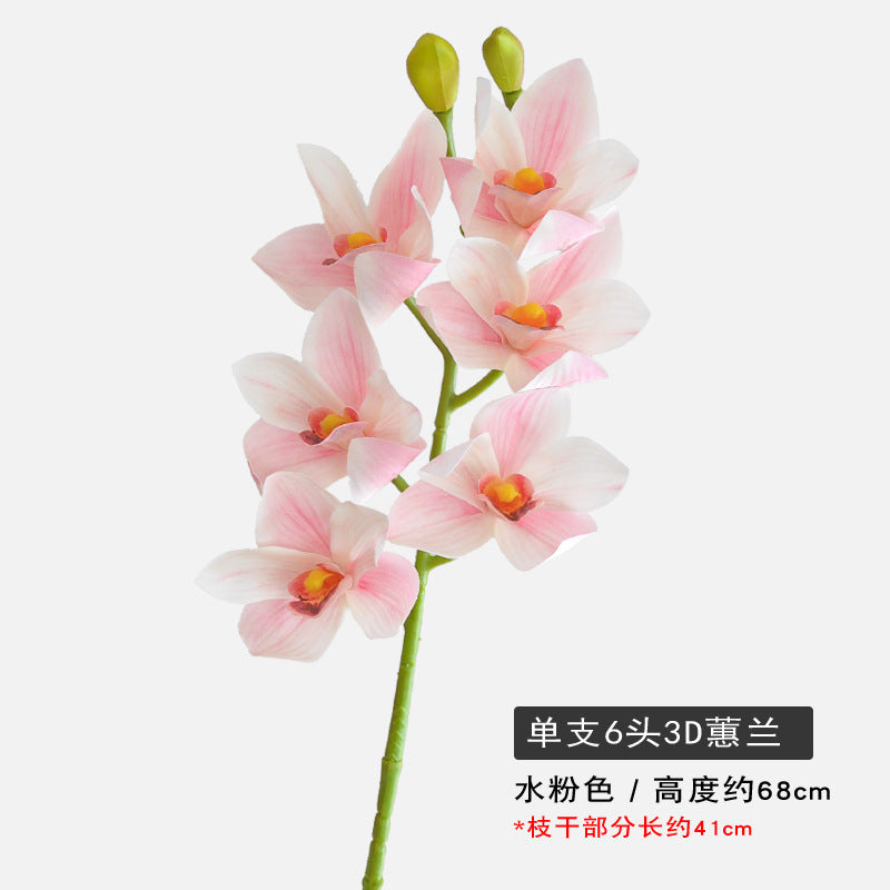 Elegant Artificial Orchid Flowers - Zen-Inspired 3D Printed Home Decor for Living Room and Wedding Arrangements - Lifelike 6-Head Orchid Arrangement