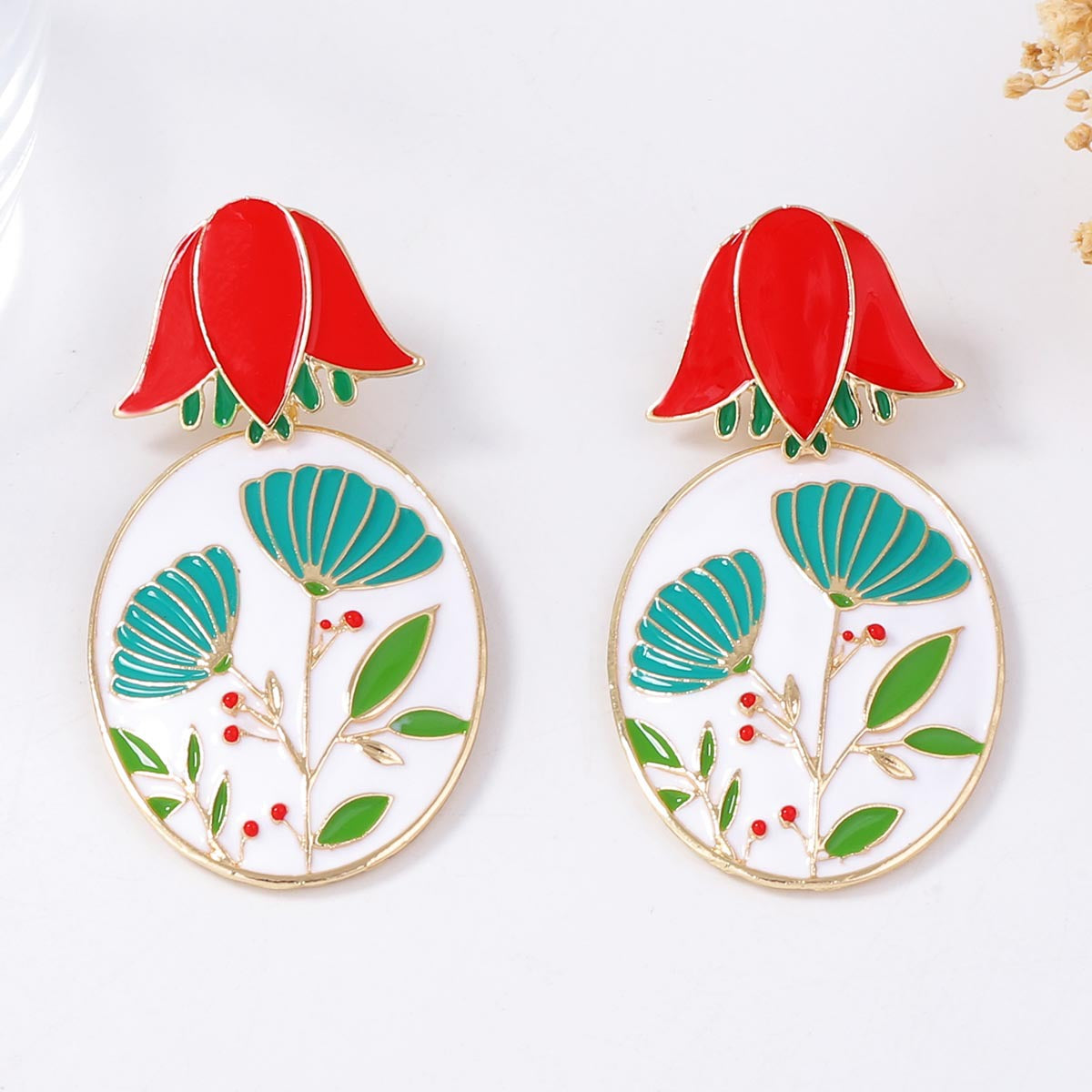 Elegant Minimalist Alloy Drop Oil 3D Floral Earrings - Unique Design for Effortless Style and Versatile Everyday Wear
