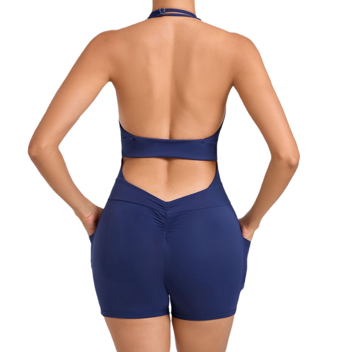 Adjustable Backless Yoga Jumpsuit with Side Pockets Activewear for Fitness and Everyday Wear