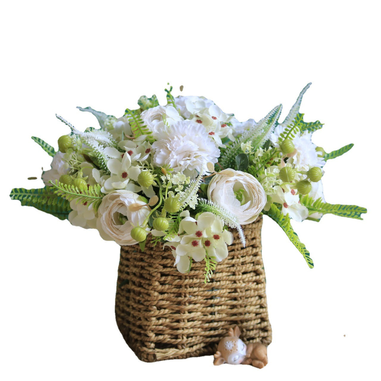 Lifelike Faux Flower Arrangement Set with Peony, Hydrangea, and Dogtail Grass - Perfect Home Decor and Photography Prop