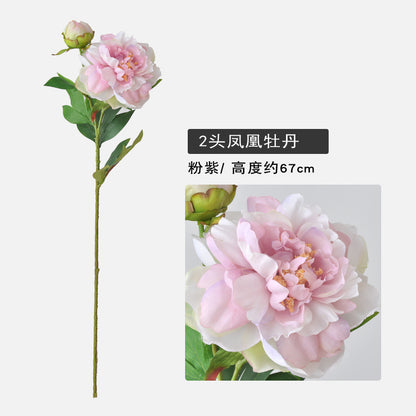 Stunning Faux Peony and Paeonia Flowers - Beautiful 2-Headed Silk Floral Arrangement for Elegant Nordic Home Décor & Wedding Decorations - Maintenance-Free Artificial Flowers Perfect for Any Occasion