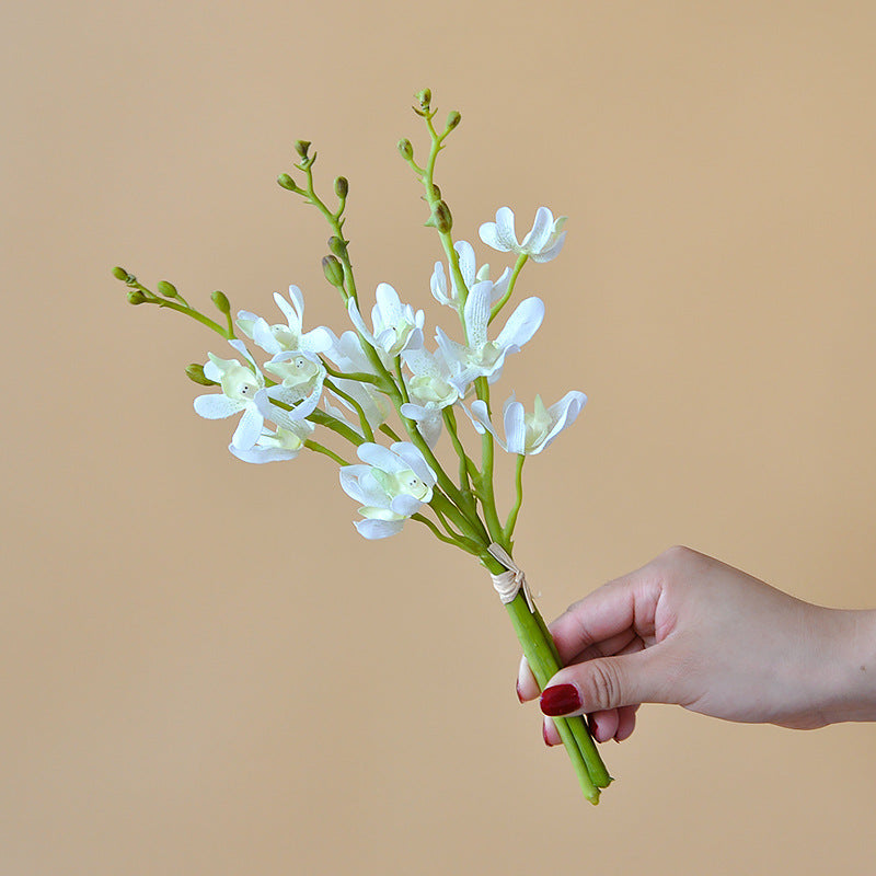 Realistic Phalaenopsis Orchid Silk Flowers - Stunning 3-Head Bouquet for Living Room Décor and Floral Arrangements