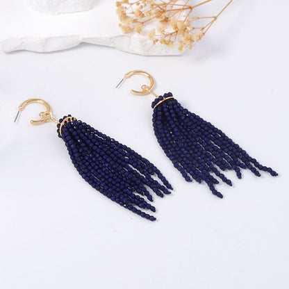Elegant Vintage-Inspired Beaded Tassel Linear Earrings for Parties and Events – Exquisite, Versatile Jewelry for Women