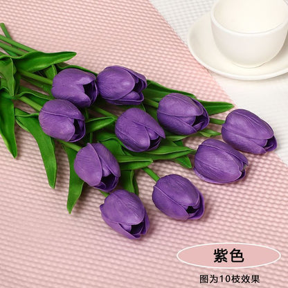 Realistic PU Tulip Artificial Flower Bouquet - Perfect Photo Prop and Elegant Home Décor for Living Room Floral Arrangements