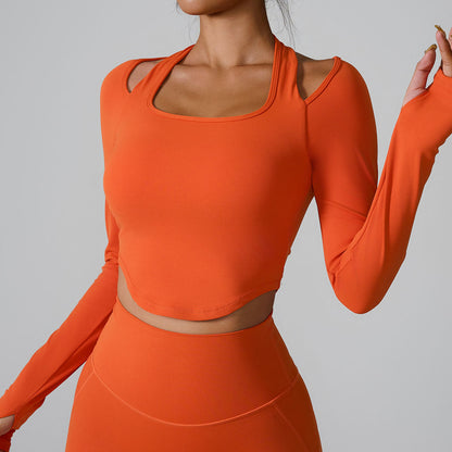 Long Sleeve High Neck Yoga Top for Women Form Fitting Quick Dry Fabric with Built In Bra Support for Comfort During Workouts