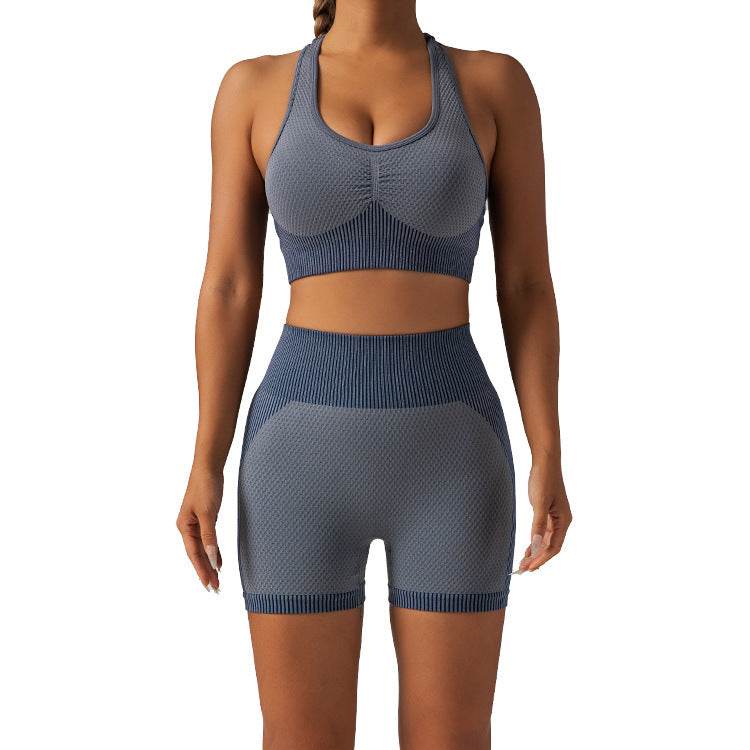 Seamless Quick Dry Women's Running Workout Set with Built In Chest Padding High Waisted Seamless Fitness Shorts Yoga Top for Comfort and Performance