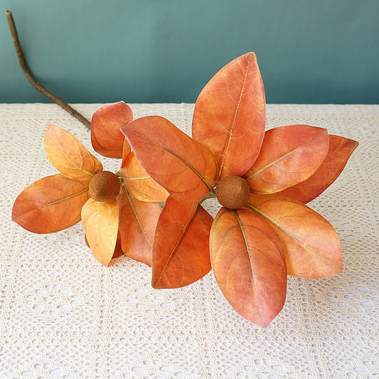 Stunning 2-Headed Hangzhou Magnolia Leaf Artificial Flowers – Perfect for Home Décor, Wedding Celebrations, and Photography Props | Lifelike Faux Plants for All Occasions