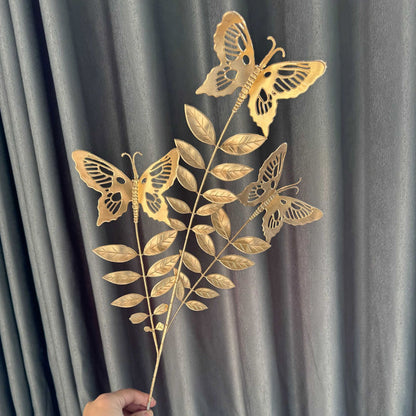 Stunning Gold Floral Arrangement with Ginkgo Leaves, Eucalyptus, and Red Berries - Perfect for New Year Celebrations and Elegant Wedding Decorations