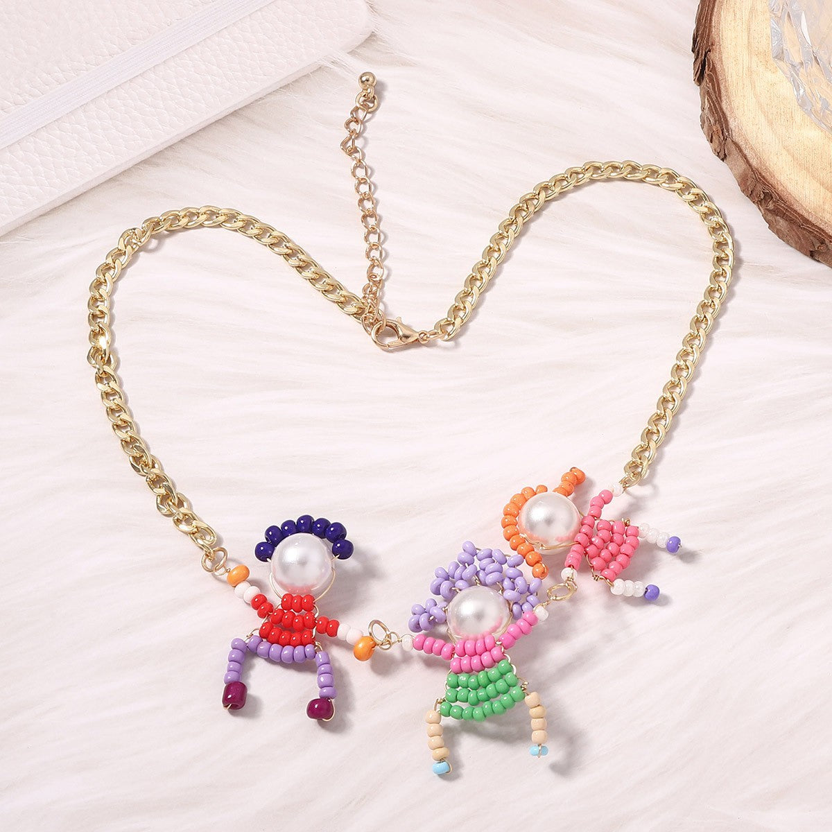 Creative DIY Handmade Colorful Bead Cartoon 3D Character Necklace & Bracelet – Fresh, Cute, Unique Gift for Kids and Adults