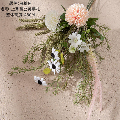 Elegant Realistic Dandelion Handcrafted Flower Bouquet for Home Decor and Wedding Celebrations – Stunning Wall Decoration with Beautiful Roses (Model CF01256)