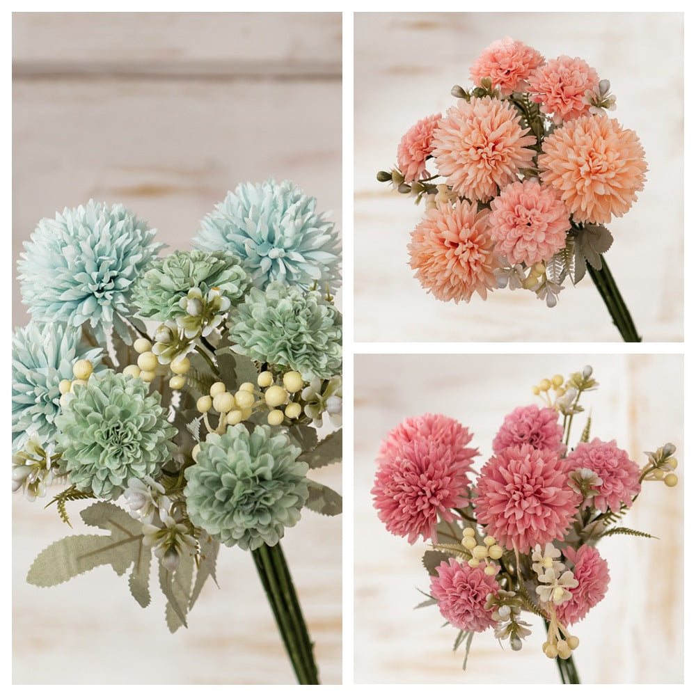 Lush Green Artificial Dandelion Bouquet – Realistic Faux Flower for Wedding and Event Decor – Elegant Home Craft Decoration MW83116