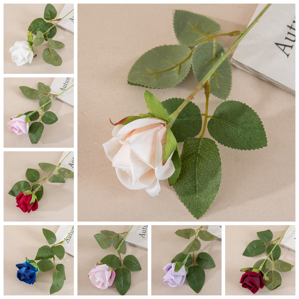 Luxurious Velvet Gemstone Rose Artificial Flower - Elegant Green Plant Decoration for Weddings and Events - Trendy Home Décor Craft - INS Style MW03340