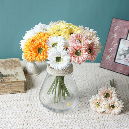 Realistic African Daisy Faux Flowers - Set of 3 Mini Textured Bouquets for Home Decor, Weddings, and Photography