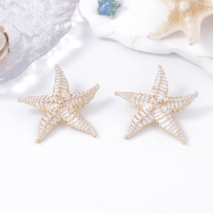Minimalist Ocean-Inspired Vacation Jewelry Set: Unique Alloy Starfish Pendant Necklace and Earrings for Effortless Summer Style