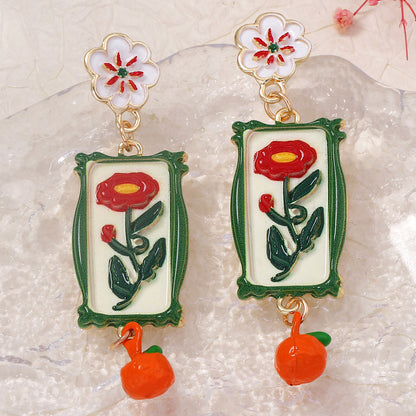 Vintage French-Inspired Elegant Floral Alloy Drop Earrings - Fresh and Stylish Bohemian Garden Design for Nature Lovers