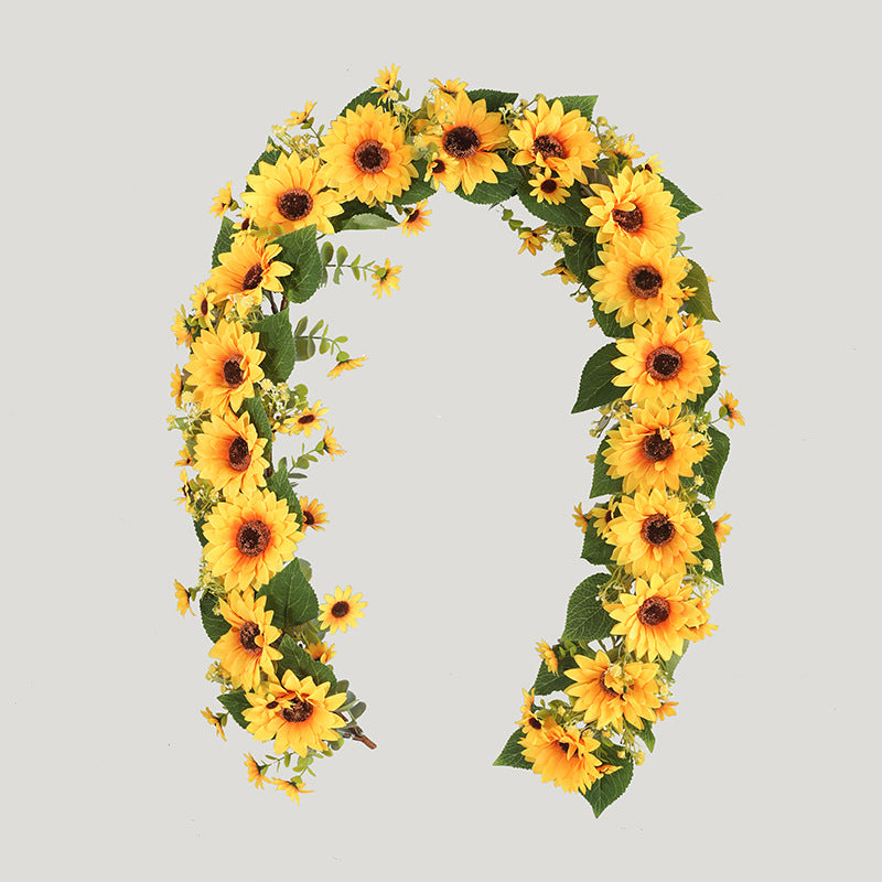 Lifelike Sunflower Wreath by Bilottis - Stunning Faux Floral Decoration for Living Room Doors and Store Windows