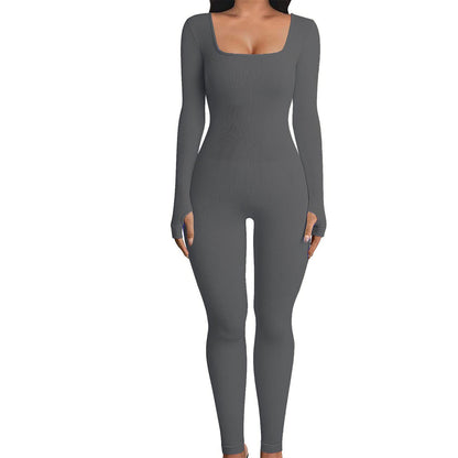 Fall Winter Seamless Long Sleeve Jumpsuit for Women Slim Fit One Piece Yoga Outfit with Leggings Ideal for Running and Active Wear