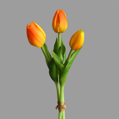 Lifelike Three-Headed Touch-Feel Tulip Indoor Home Décor - Moisture-Resistant Fake Flower Arrangement for Modern Minimalist Settings