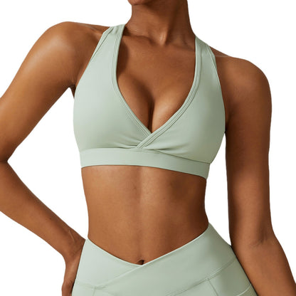 Quick Dry Strappy Back Yoga Set with Pockets Women's High Performance Running Fitness Apparel 8355